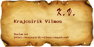 Krajcsirik Vilmos névjegykártya